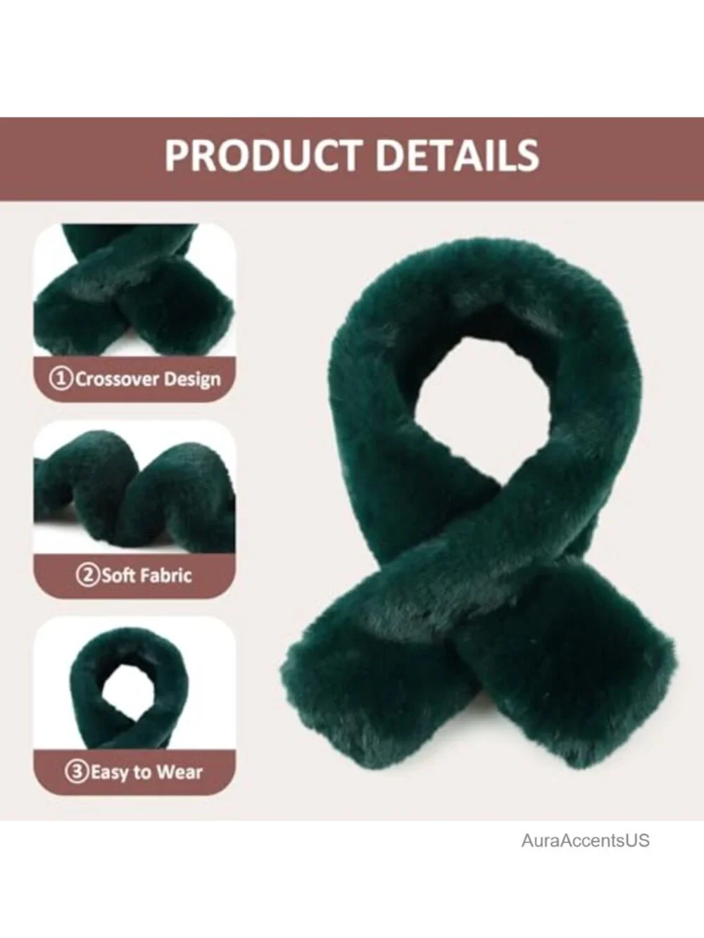 Faux Fur Scarf Winter Neck Warmer Women Fleece Wrap